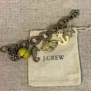 RARE J Crew Nautical Gold Enamel Large Chunky Charm Bracelet
